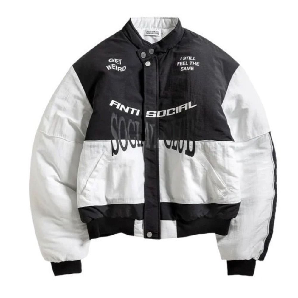Anti Social Social Club Motorcycle Puffer Mens L Black White New in bag